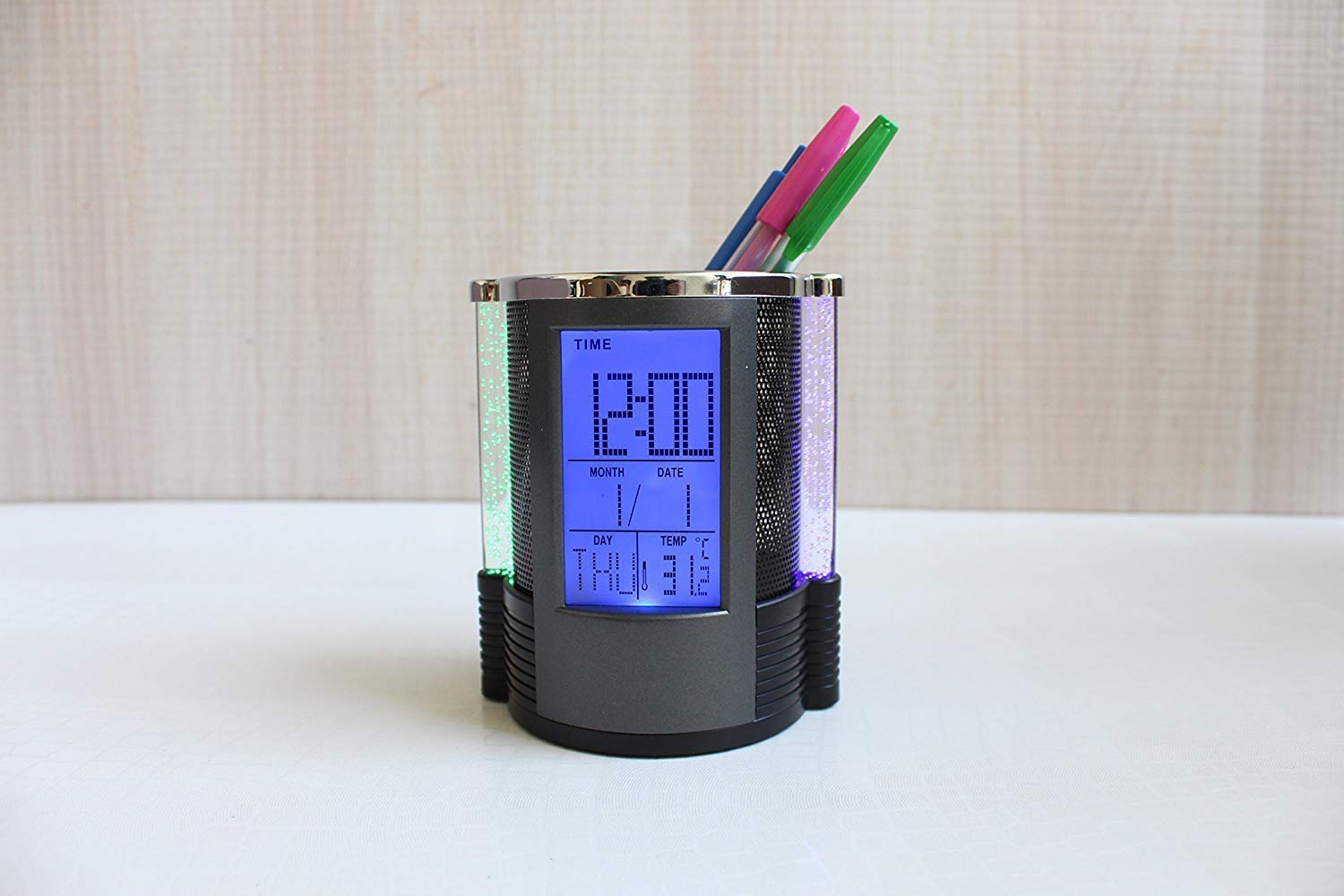 Digital Pen Holder with Clock & Temperature Display